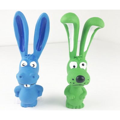 Eco Green crazy rabbit latex pet dog puppy squeaky chewing toy